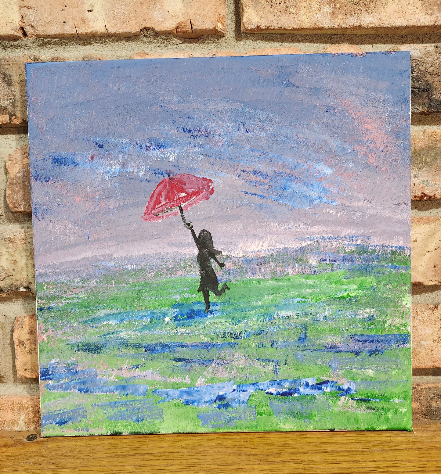 "April Showers" (12x12 acrylic on canvas) by Clint Moseley