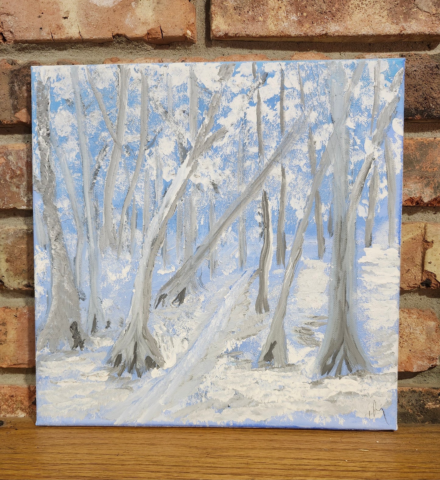 "Winter Trail" (12x12 acrylic on canvas) by Clint Moseley