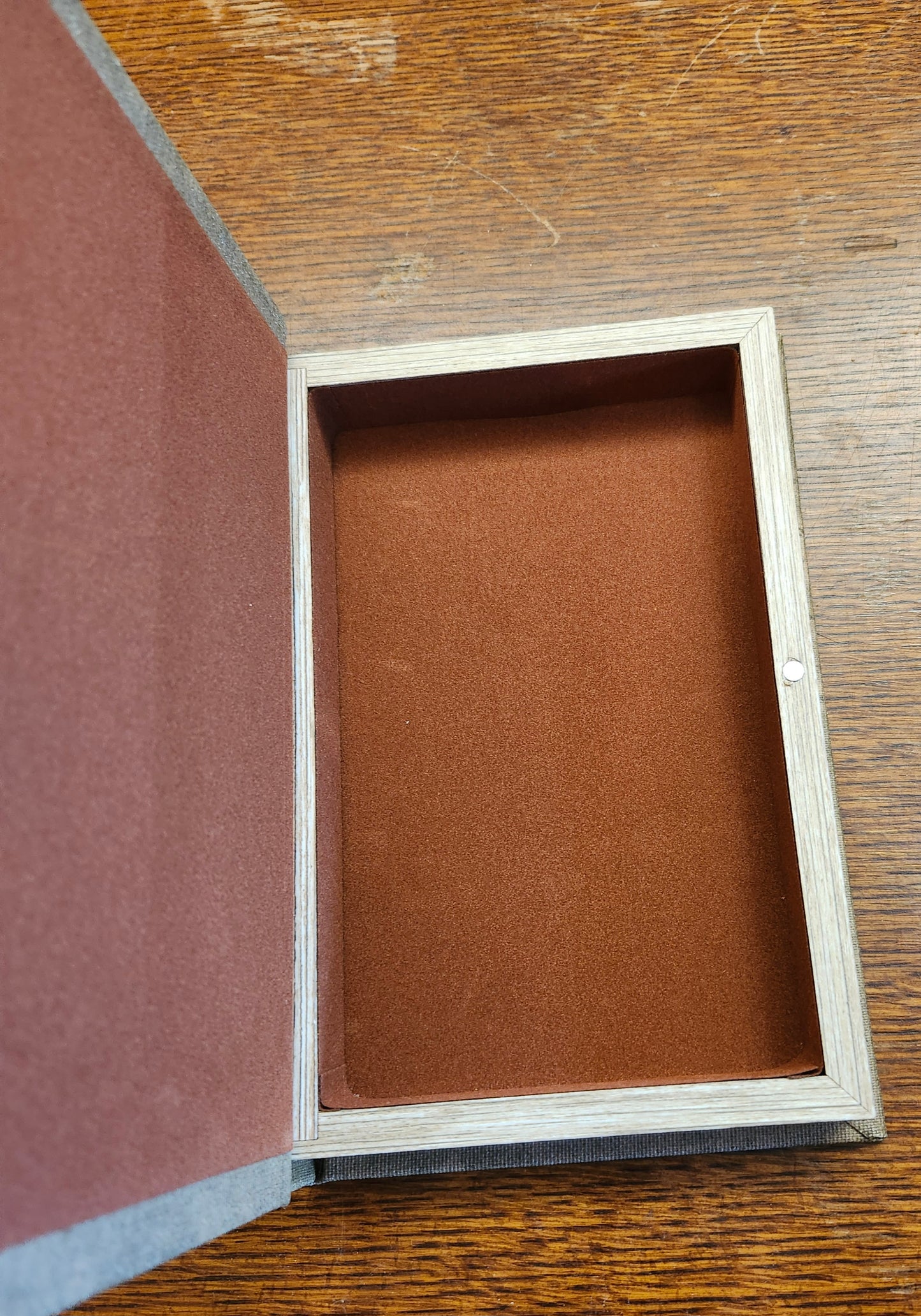 Wooden Faux Book Box -- "Handwriting"