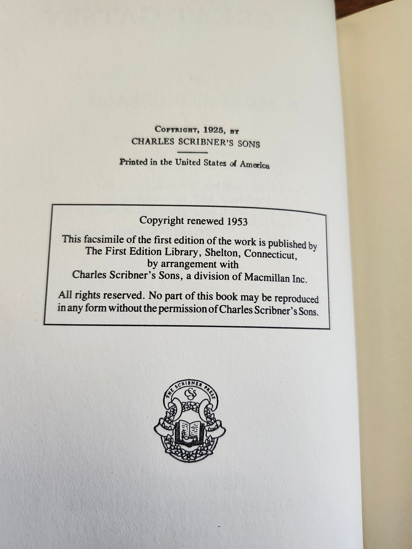 "The Great Gatsby" by F. Scott Fitzgerald -- First Edition Library