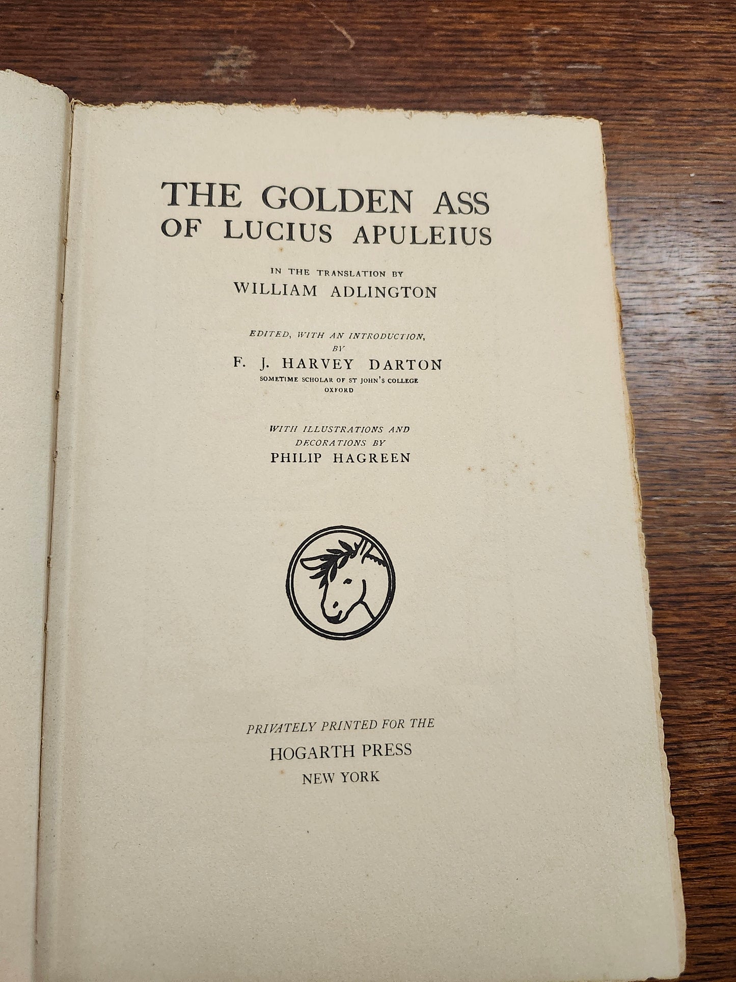 "The Golden Ass" by Lucius Apuleius (author), William Adlington (translator)