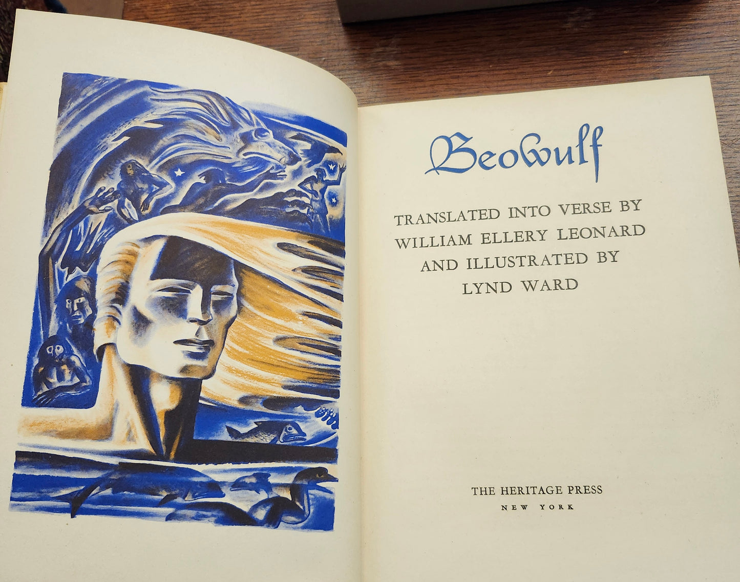 "Beowulf" by William Ellery Leonard (translator), Lynd Ward (illustrator) -- Heritage Press