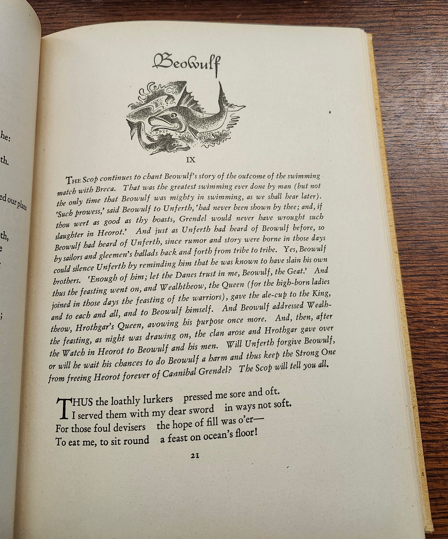 "Beowulf" by William Ellery Leonard (translator), Lynd Ward (illustrator) -- Heritage Press