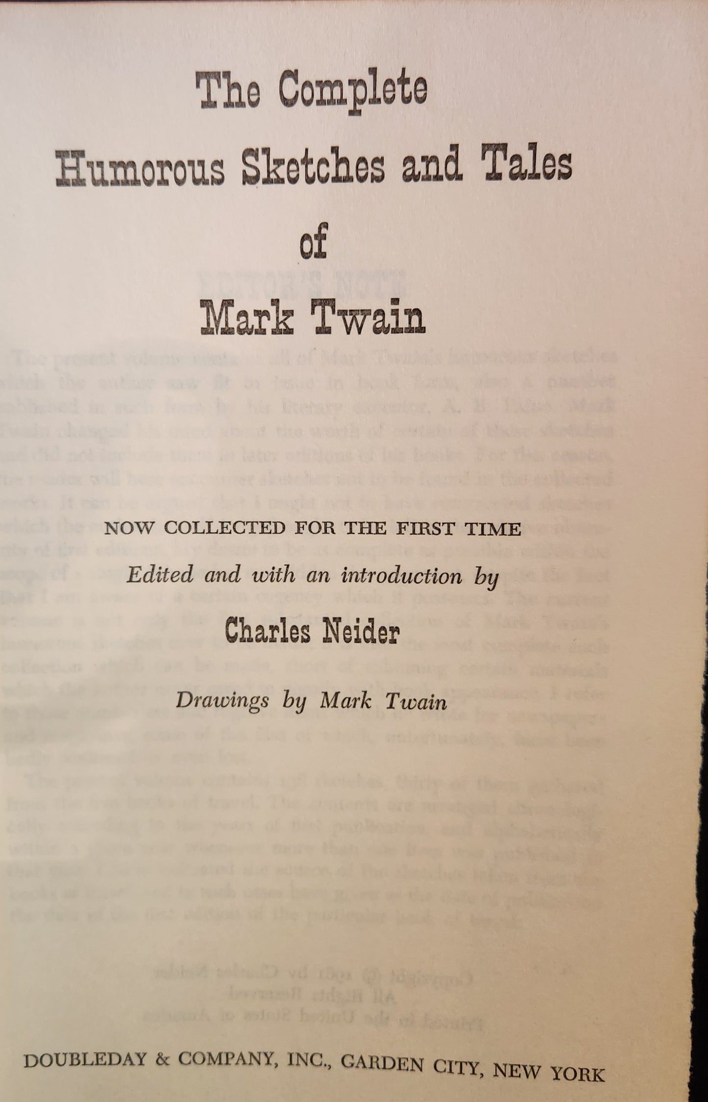 "The Complete Humorous Sketches and Tales of Mark Twain" edited by Charles Neider