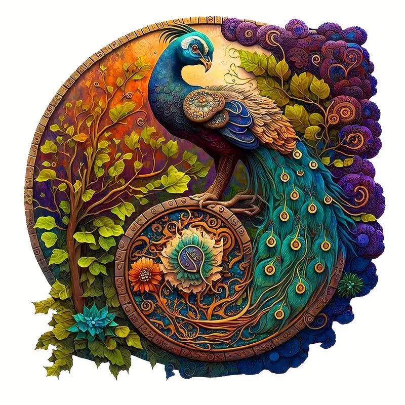 Craft-Hub Wooden Jigsaw Puzzle - Lion, Blue Peacock, Purple Peacock - Dead Tree Dreams Bookstore