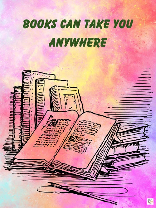 "Books Can Take You Anywhere" 18x24 in. Glossy Poster - Dead Tree Dreams Bookstore