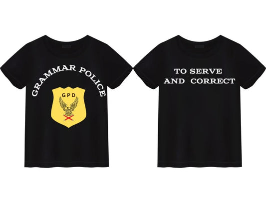 Grammar Police T-Shirt, Printed Front and Back